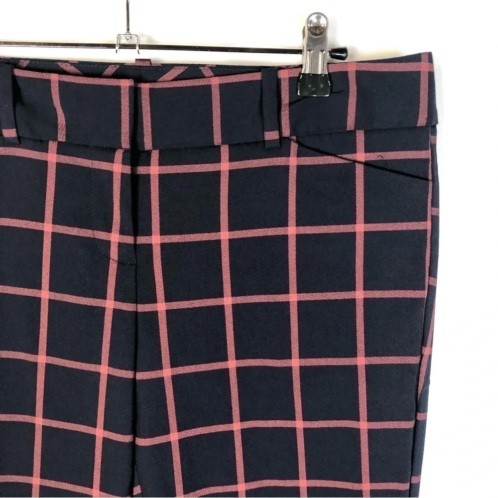 The Limited Ideal Stretch‎ Navy Blue & Pink Square Plaid Dress Pants 4